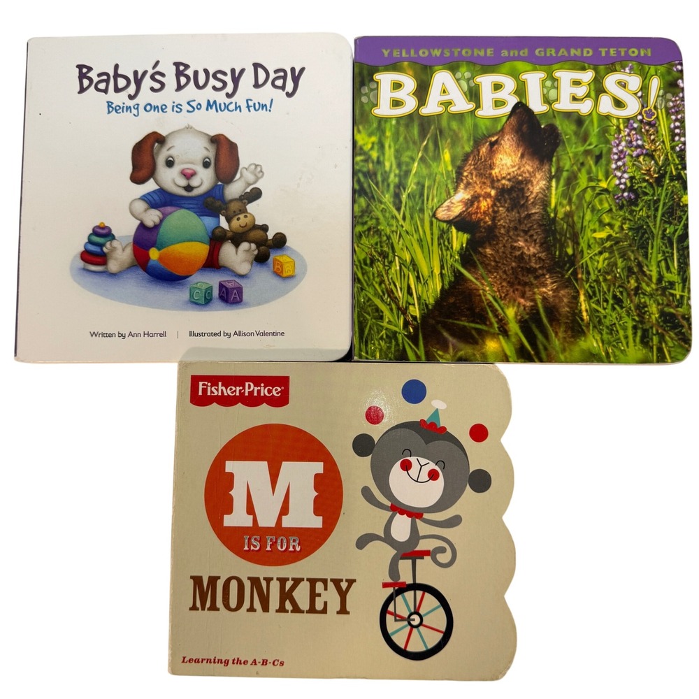 Fisher-Price & Wildlife Board Book Bundle M is for Monkey Yellowstone Babies 3pc